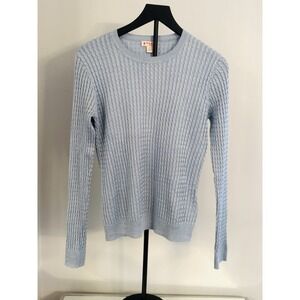 Brooks Brothers Red Fleece Light Blue Metallic Cable Knit Sweater Sz S Preppy